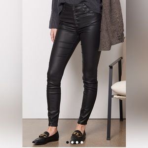 Kut from the Kloth Mia high rise black coated skinny button fly